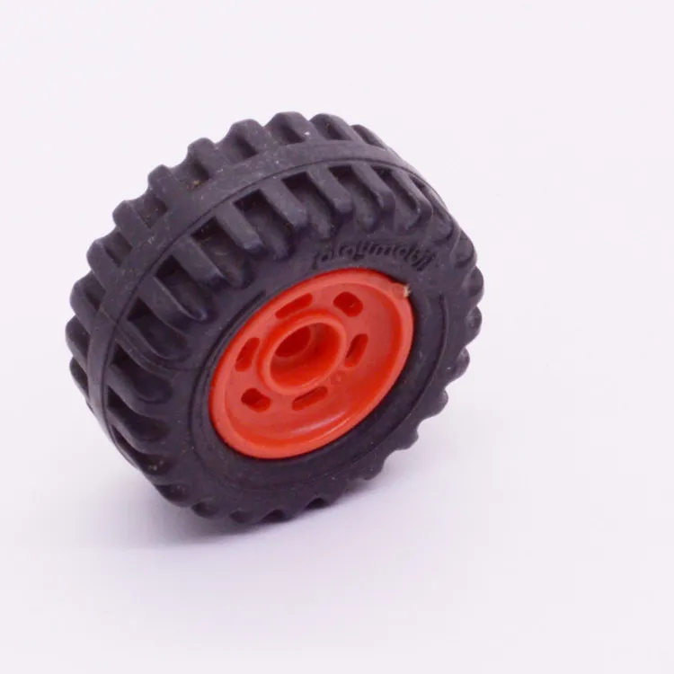 Spare part Playmobil 30823340 Rim with tire 1 off 3 - d41x18/2 - Red